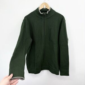 Ibex Sweater Mens Medium Superwash Wool Quarter Zip Mock Neck Pullover Hiking